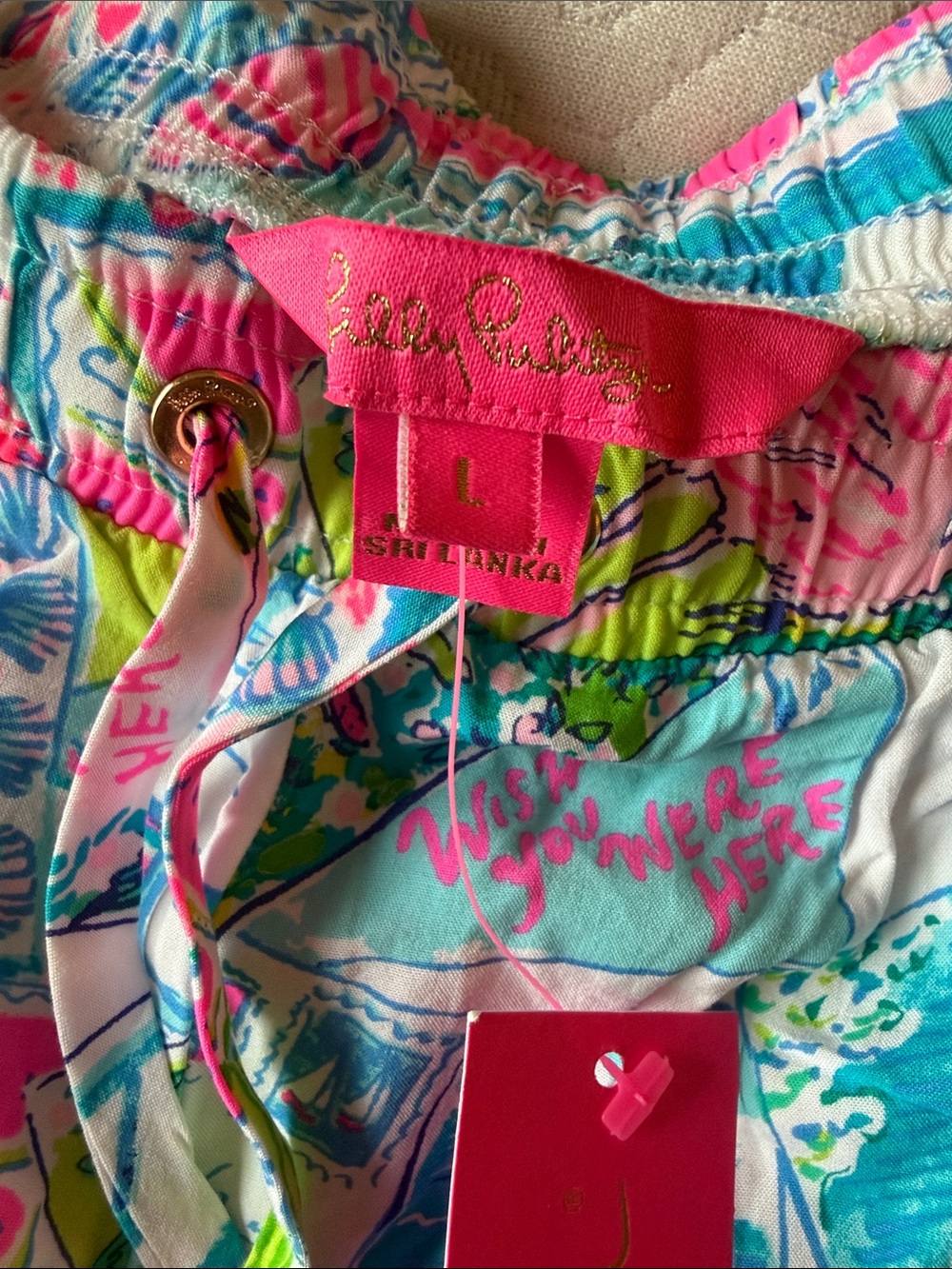 Lilly Pulitzer Bright Pink, Turquoise & Lime Print Athletic Shorts - Picture 2 of 5